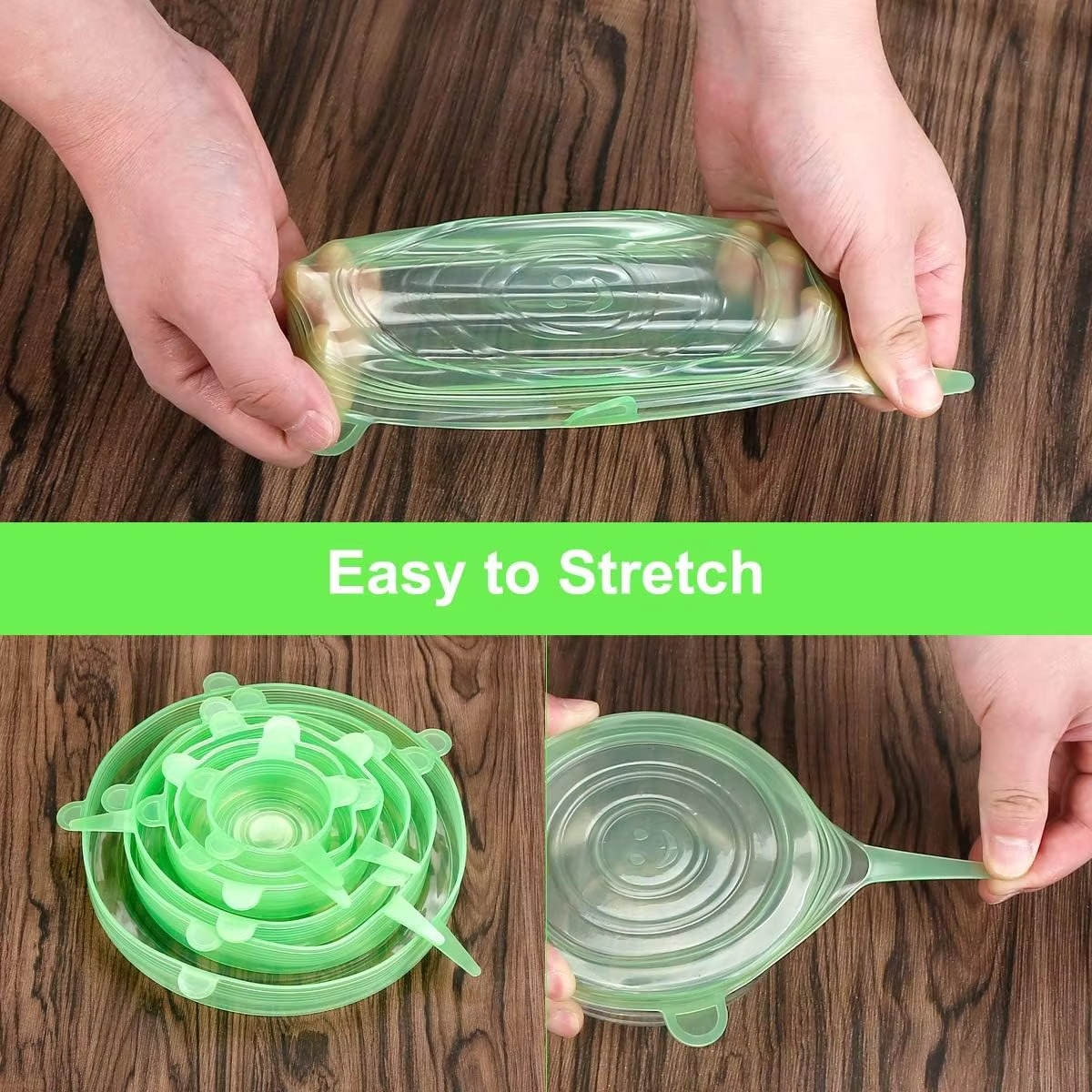 STYLECTRA™ Stretchable Silicone Lids – Reusable & Airtight (6 pcs)