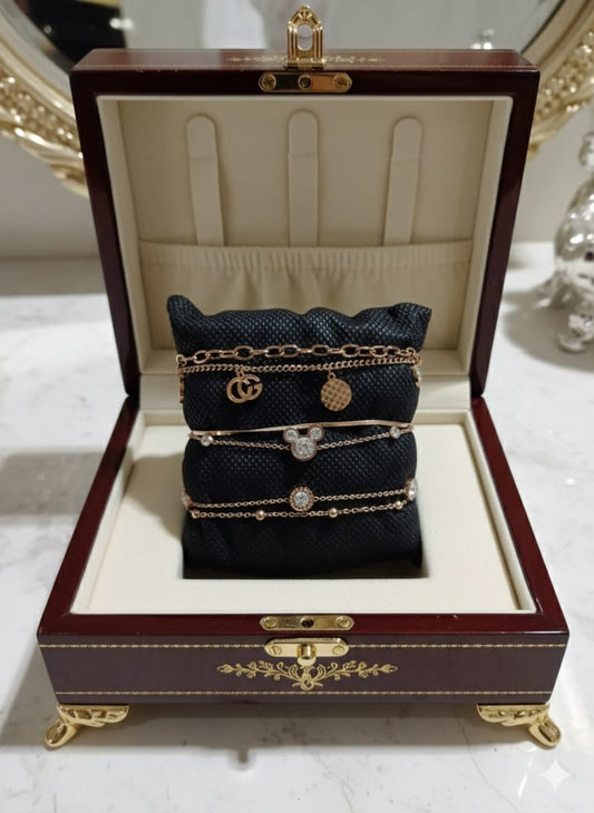 Stylectra™ 3-Line Bracelet Combo – Elegant Stainless Steel Set for Women