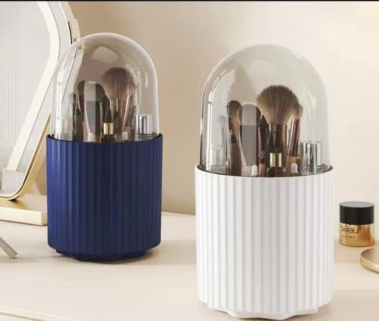 Stylectra™ 360° Rotating Makeup Brush Organizer | Cosmetic Storage Stand for Brushes, Skincare & Accessories