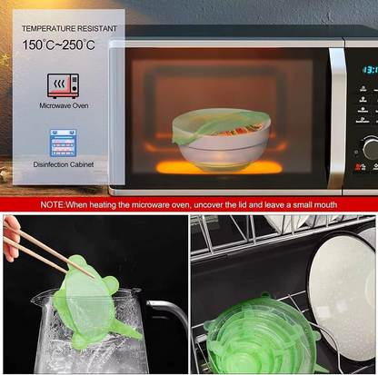 STYLECTRA™ Stretchable Silicone Lids – Reusable & Airtight (6 pcs)