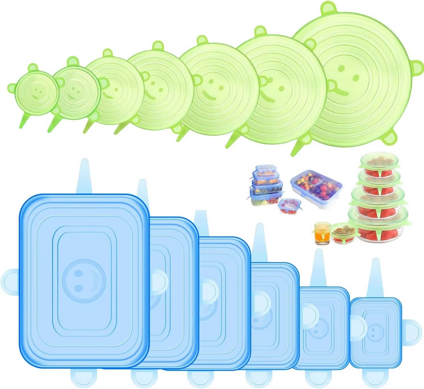 STYLECTRA™ Stretchable Silicone Lids – Reusable & Airtight (6 pcs)