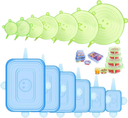 STYLECTRA™ Stretchable Silicone Lids – Reusable & Airtight (6 pcs)