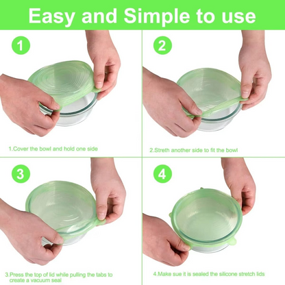 STYLECTRA™ Stretchable Silicone Lids – Reusable & Airtight (6 pcs)