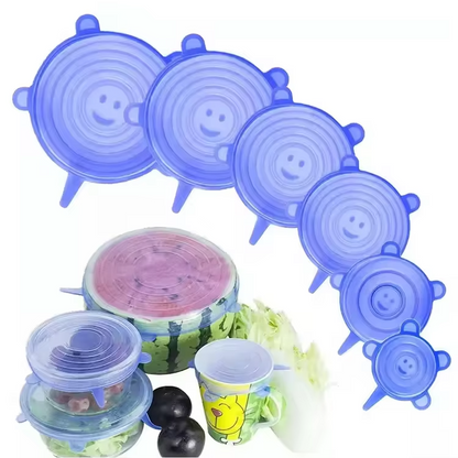 STYLECTRA™ Stretchable Silicone Lids – Reusable & Airtight (6 pcs)