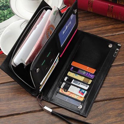 Stylectra™ Baellerry Long Wallet for Men – Slim Leather Money & Mobile Holder with Card Slots