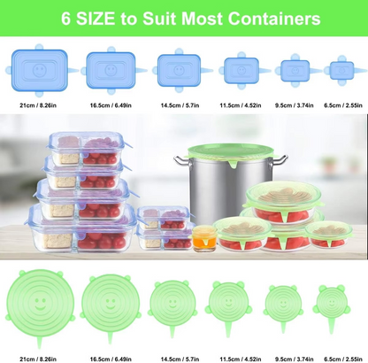 STYLECTRA™ Stretchable Silicone Lids – Reusable & Airtight (6 pcs)