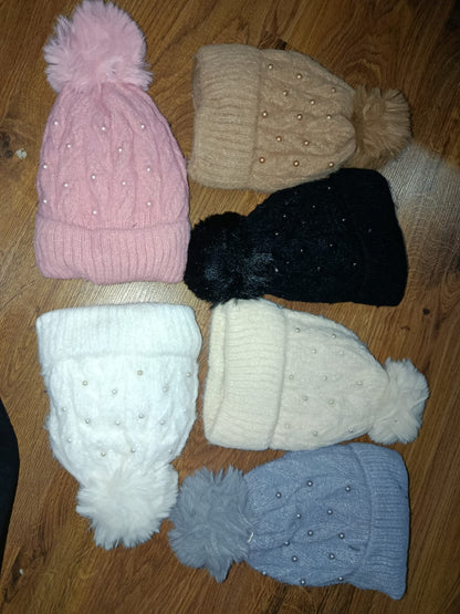 Stylectra™ Girls Woolen Winter Cap – Soft, Warm & Stylish (Minimal Stones | Multiple Colors)