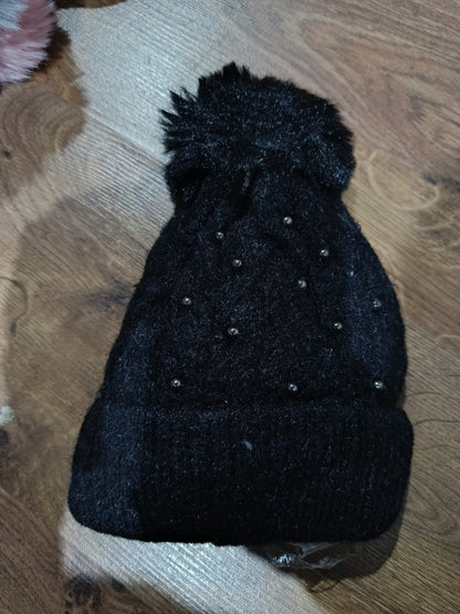 Stylectra™ Girls Woolen Winter Cap – Soft, Warm & Stylish (Minimal Stones | Multiple Colors)