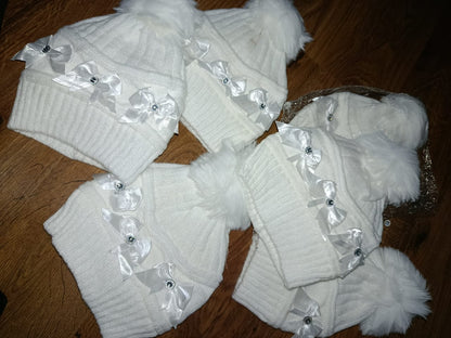 🤍 Stylectra™ White Woolen Winter Cap for Girls – Soft, Elegant & Cozy