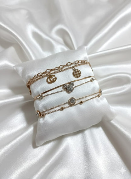 Stylectra™ 3-Line Bracelet Combo – Elegant Stainless Steel Set for Women