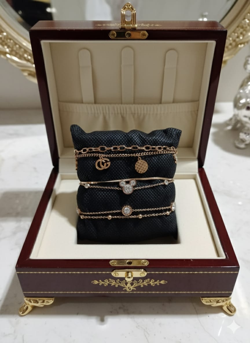 Stylectra™ 3-Line Bracelet Combo – Elegant Stainless Steel Set for Women