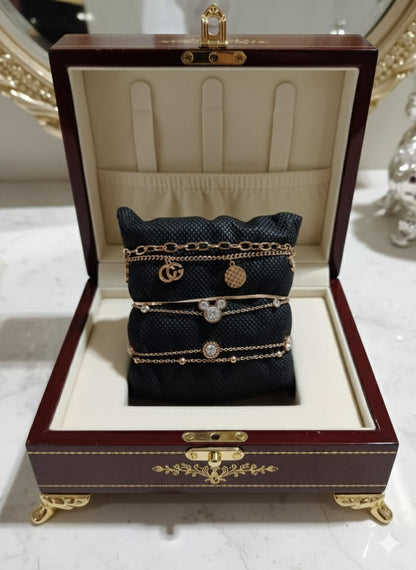 Stylectra™ 3-Line Bracelet Combo – Elegant Stainless Steel Set for Women