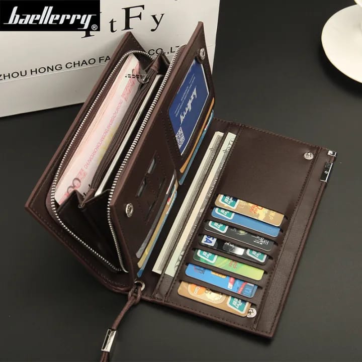 Stylectra™ Baellerry Long Wallet for Men – Slim Leather Money & Mobile Holder with Card Slots