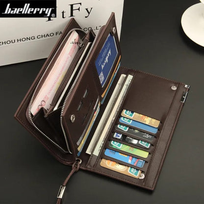 Stylectra™ Baellerry Long Wallet for Men – Slim Leather Money & Mobile Holder with Card Slots