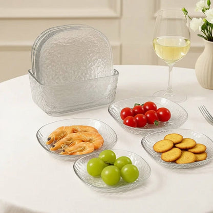 Stylectra™ 8 PCs Acrylic Luxury Mini Plate Set – Elegant Reusable Serving Plates