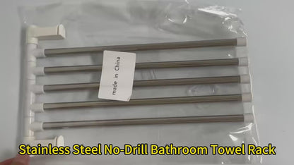 Stylectra™ No-Drill Stainless Steel Towel Rack | Adhesive Wall Mount Bathroom & Kitchen Organizer