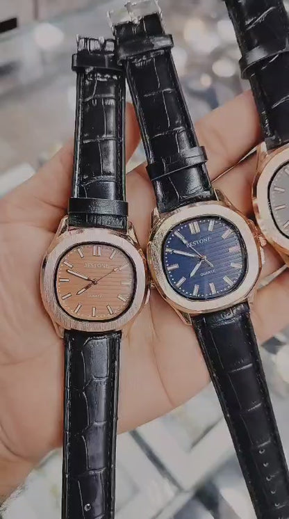 Stylectra™ Men’s Classic Leather Belt Watch – Premium Box Packed Gift Edition