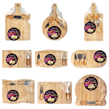 Stylectra™ Wooden Pizza Serving Platter with Cutter & Fork | Premium Wood Board for Pizza, Snacks & Serving