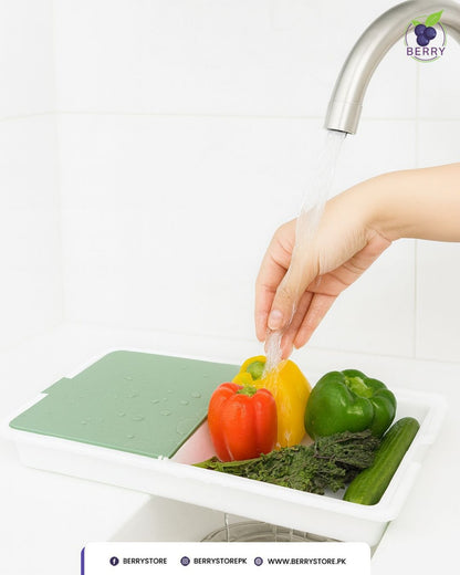 Stylectra™ Chop & Wash | 2-in-1 Folding Cutting Board with Built-in Drain Basket