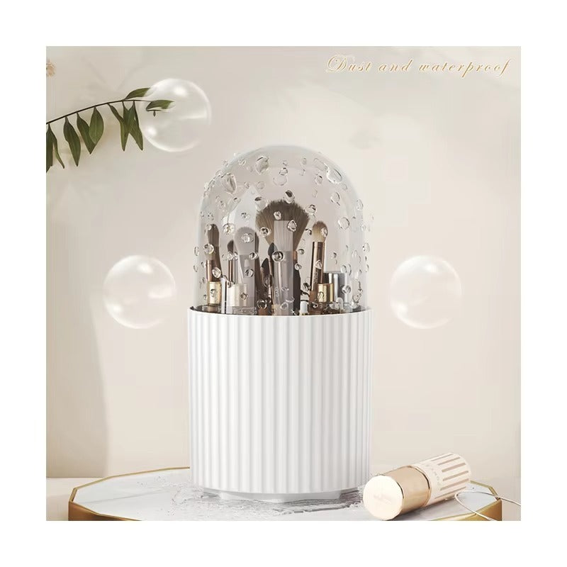 Stylectra™ 360° Rotating Makeup Brush Organizer | Cosmetic Storage Stand for Brushes, Skincare & Accessories