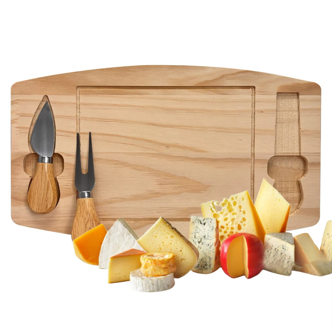 Stylectra™ Wooden Pizza Serving Platter with Cutter & Fork | Premium Wood Board for Pizza, Snacks & Serving