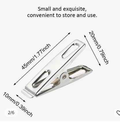 Stylectra™ Stainless Steel Clothes Clips (20 Pcs Pack) | Rust-Proof Laundry Pegs for Indoor & Outdoor Use