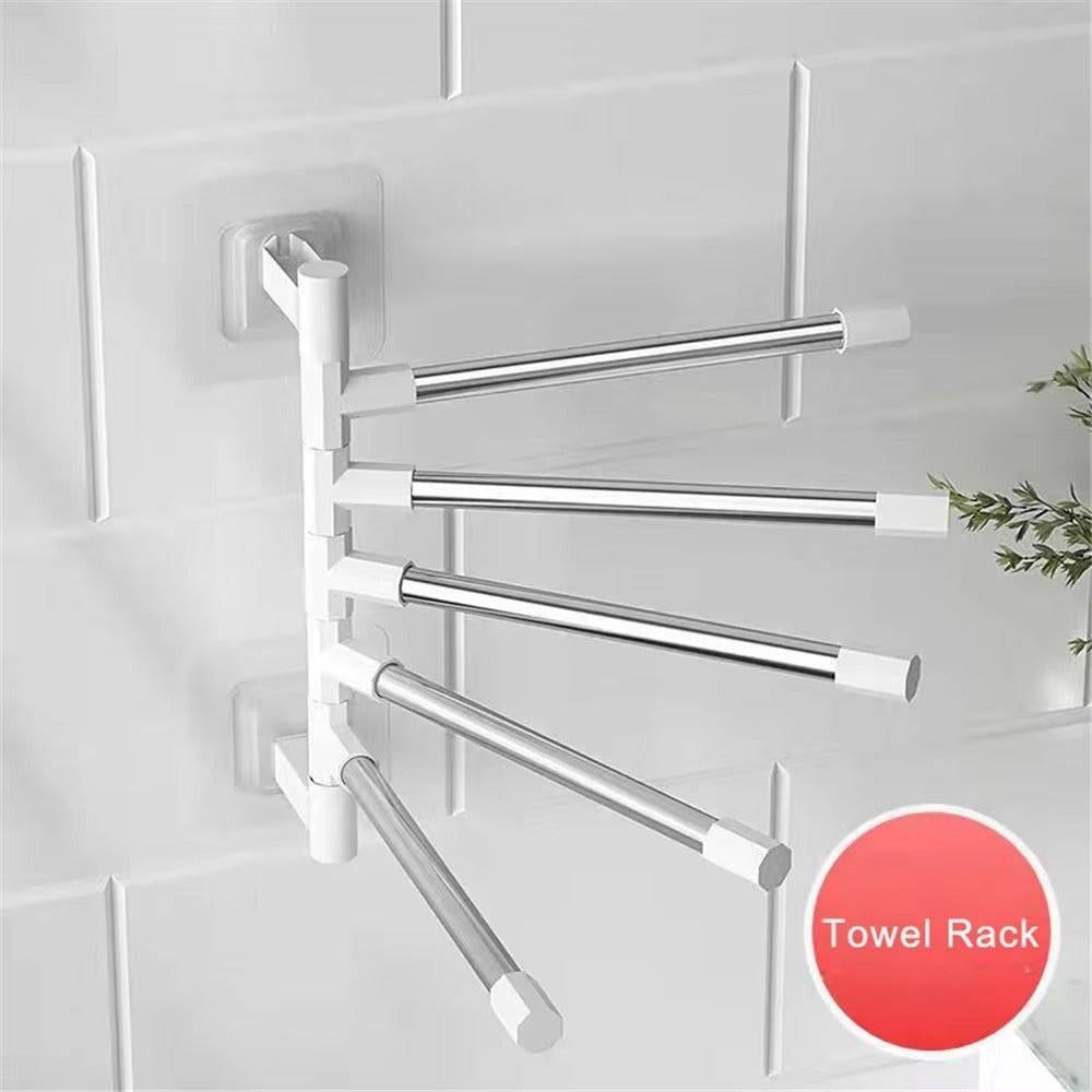 Stylectra™ No-Drill Stainless Steel Towel Rack | Adhesive Wall Mount Bathroom & Kitchen Organizer