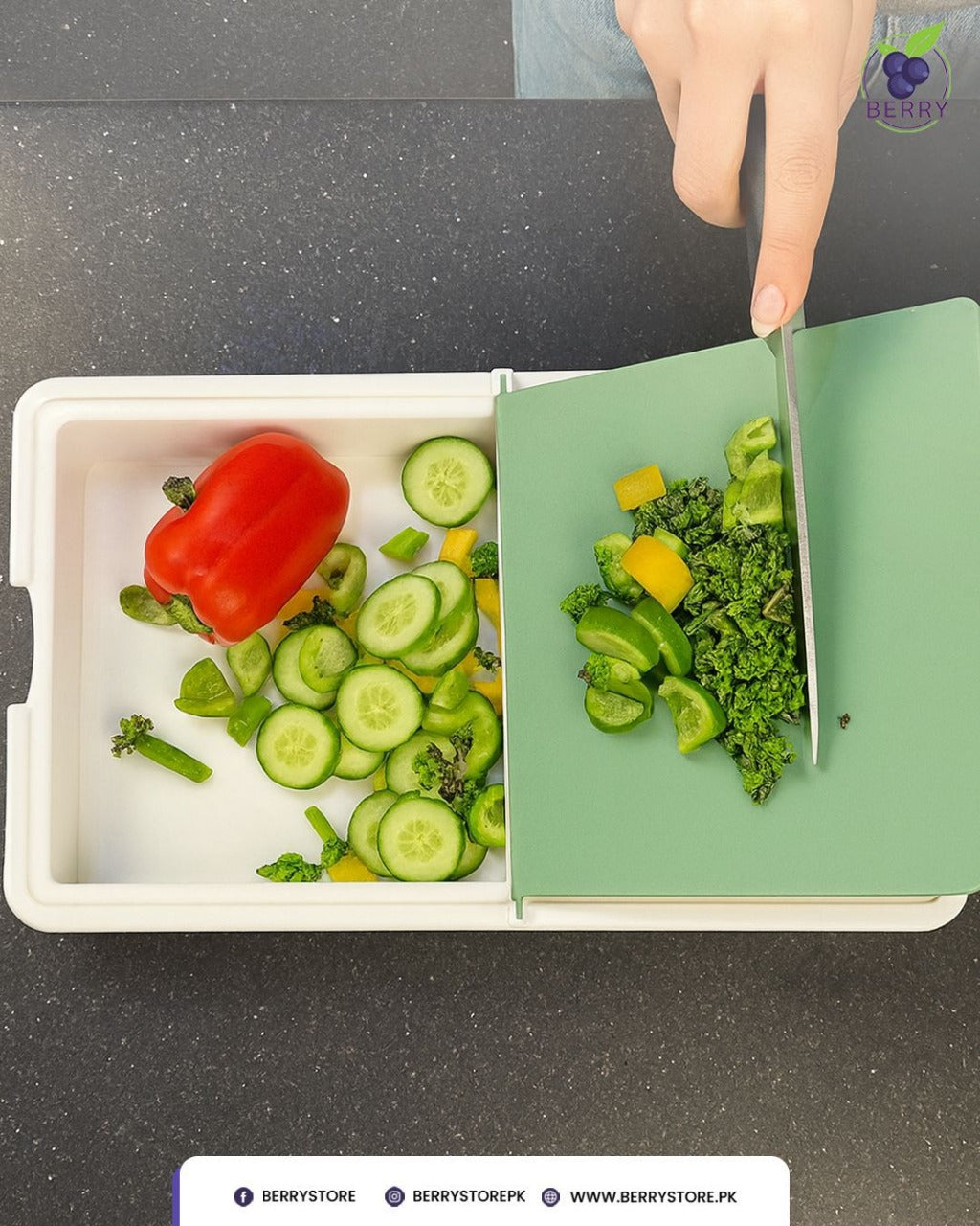 Stylectra™ Chop & Wash | 2-in-1 Folding Cutting Board with Built-in Drain Basket