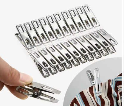 Stylectra™ Stainless Steel Clothes Clips (20 Pcs Pack) | Rust-Proof Laundry Pegs for Indoor & Outdoor Use