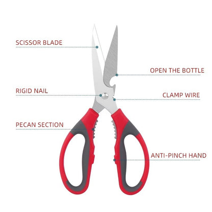 Stylectra™ Multifunction Kitchen Scissors | 5-in-1 Heavy Duty Stainless Steel Cutter for Food, Meat & Herbs