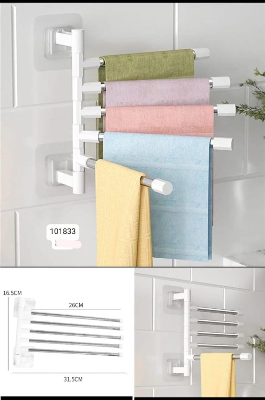 Stylectra™ No-Drill Stainless Steel Towel Rack | Adhesive Wall Mount Bathroom & Kitchen Organizer