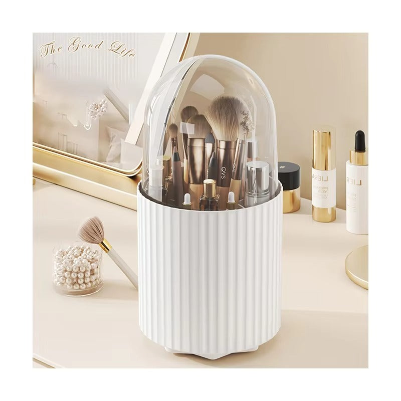 Stylectra™ 360° Rotating Makeup Brush Organizer | Cosmetic Storage Stand for Brushes, Skincare & Accessories
